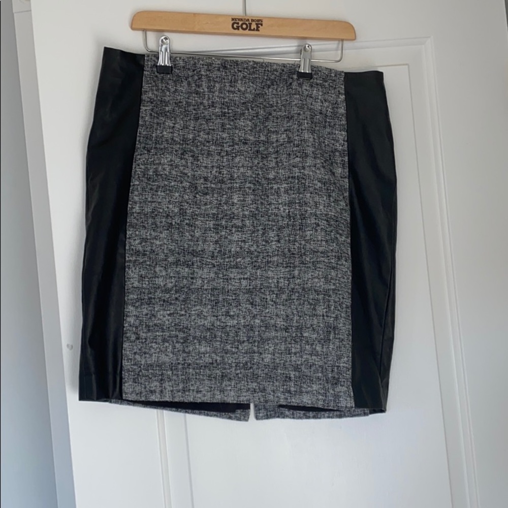 Calvin Klein Tweed and Pleather Pencil Skirt
